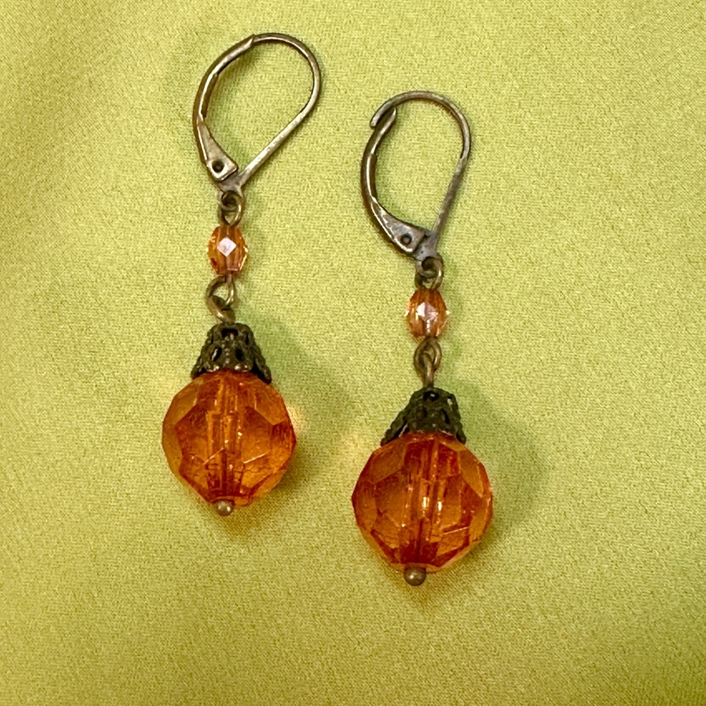 Vintage Elegant Orange Drop Earrings
